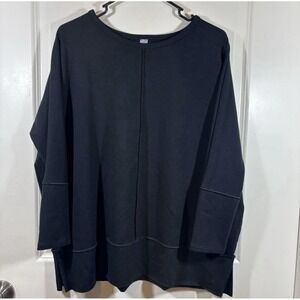 SPANX Black Raw Seam Dolman Top S Oversized Luxe Lounge Travel Tunic Minimalist
